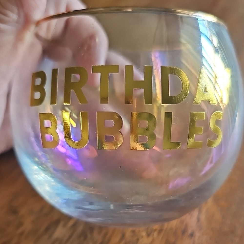 Santa Barbara Design Studio Birthday Bubbles Glass with Gold Lettering